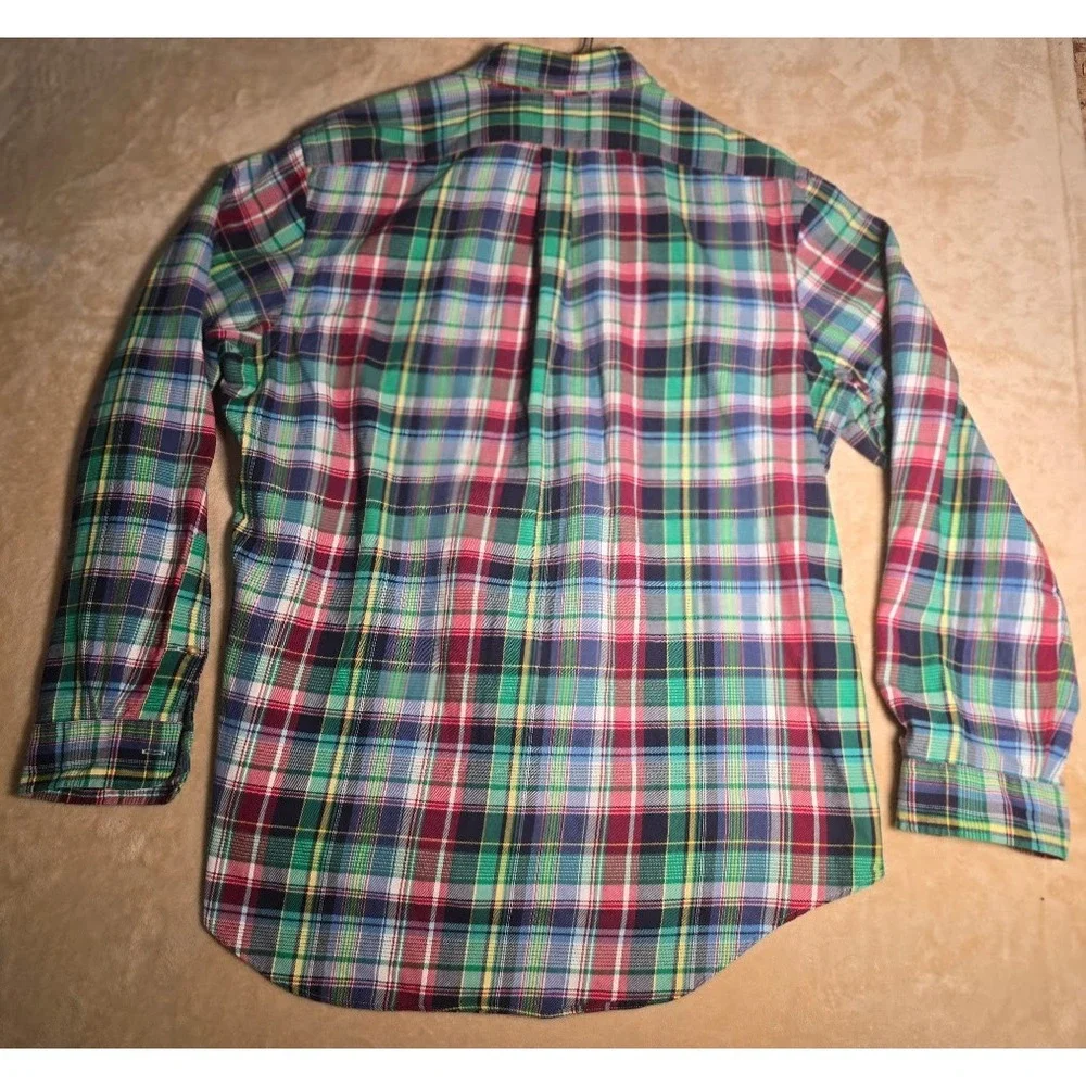 Polo Ralph Lauren Mens Plaid Button Down Shirt Green Red Blue Cotton L  1071